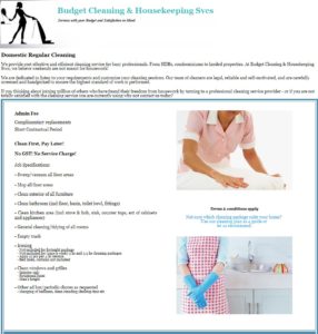 Budget Cleaning and Housekeeping Services' Homepage