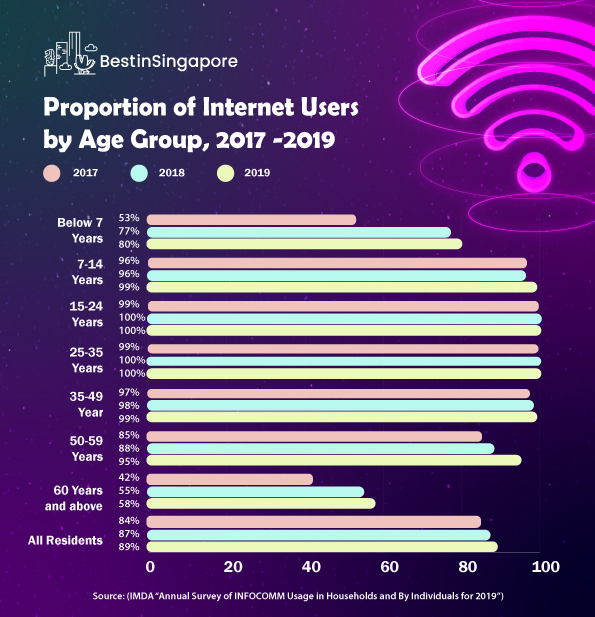 Proportion of Internet Users by Age Group 2017-2019