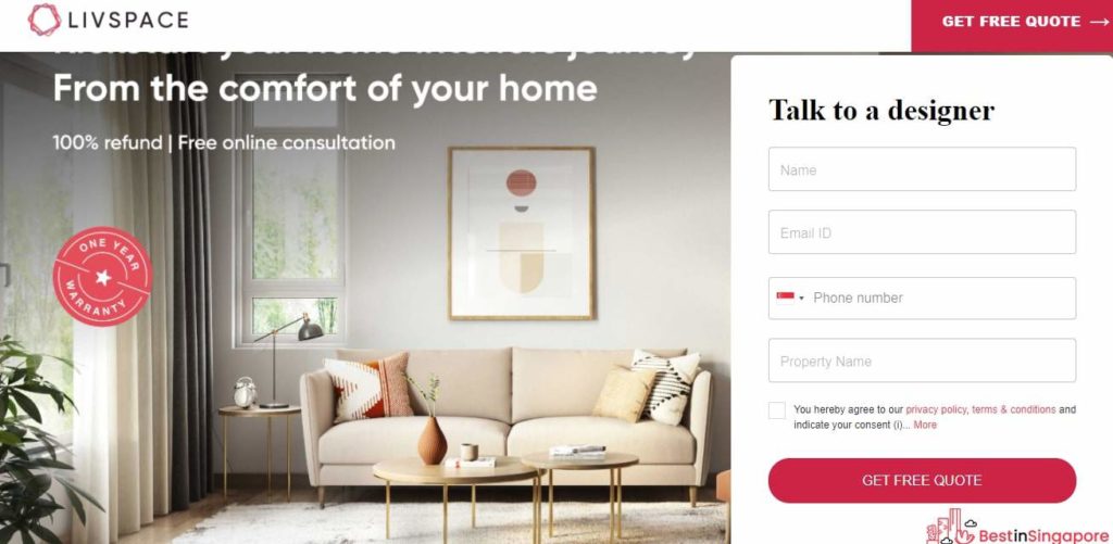 Livspace Singapore's Homepage