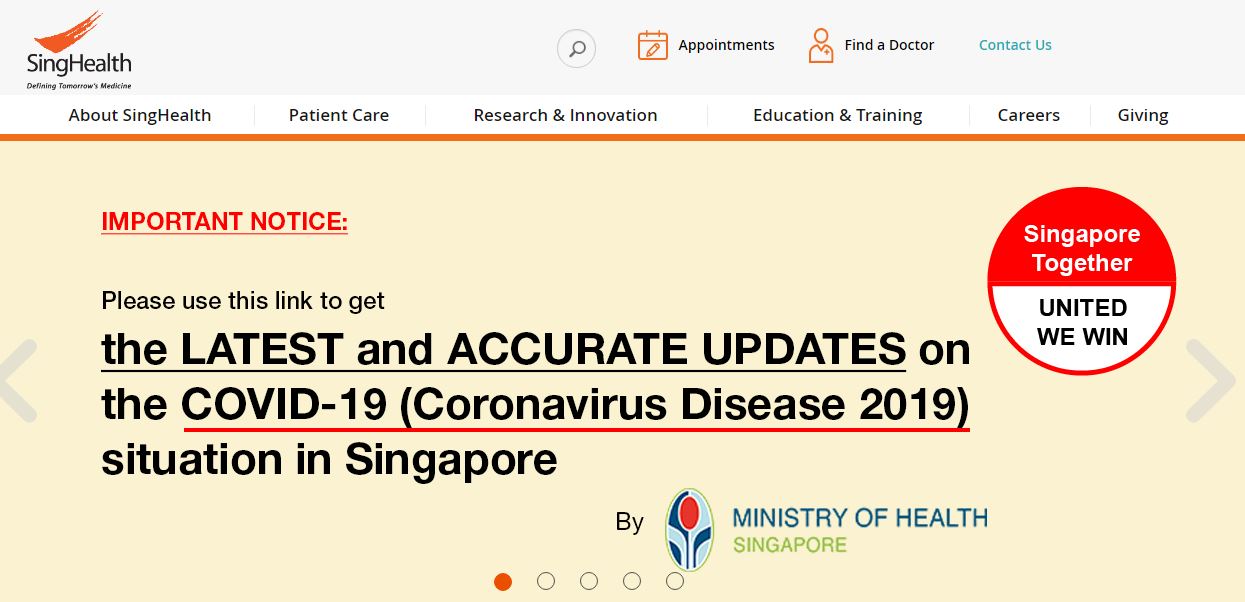 SingHealth's Homepage