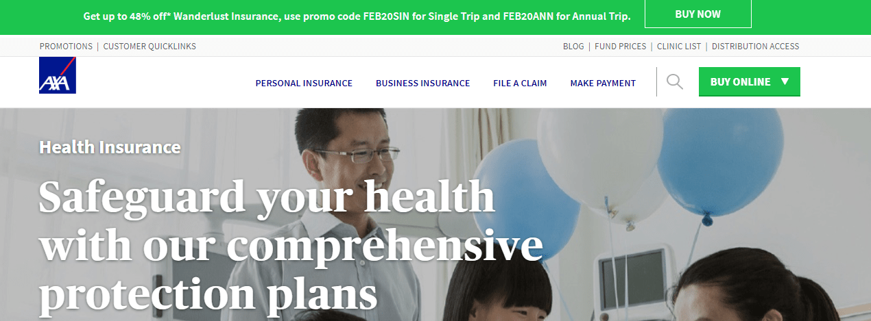 AXA Health Insurance's Homepage