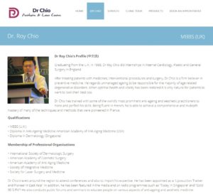 Dr. Chio Aesthetic and Laser Centre's Homepage