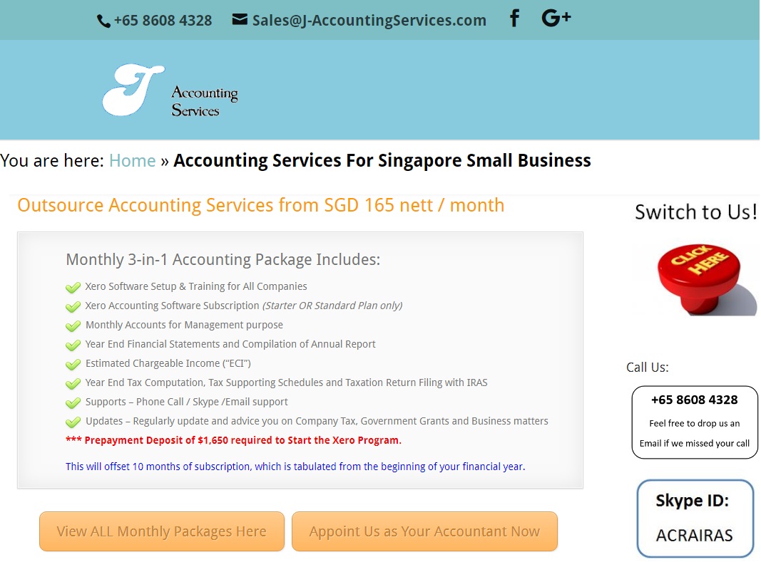 J Accounting Pte. Ltd.'s Website