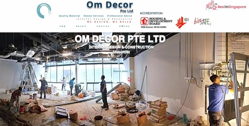 Om Decor Pte Ltd's Homepage