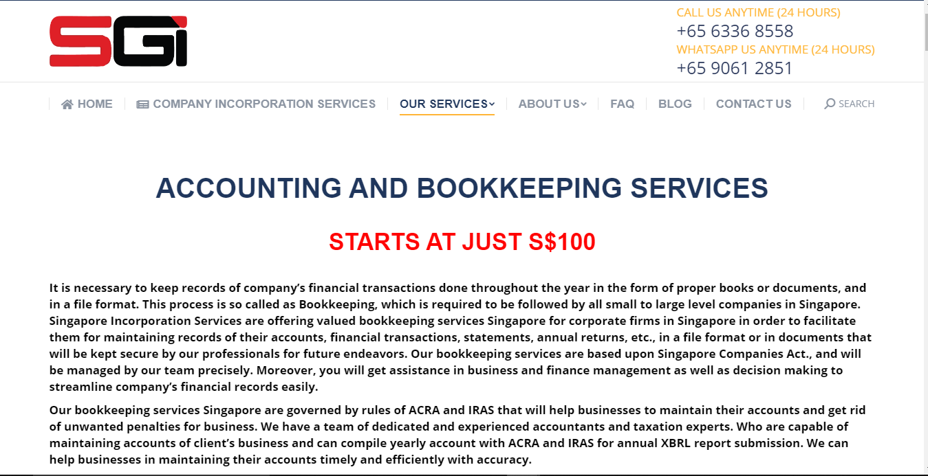 Singapore Incorporation's Website