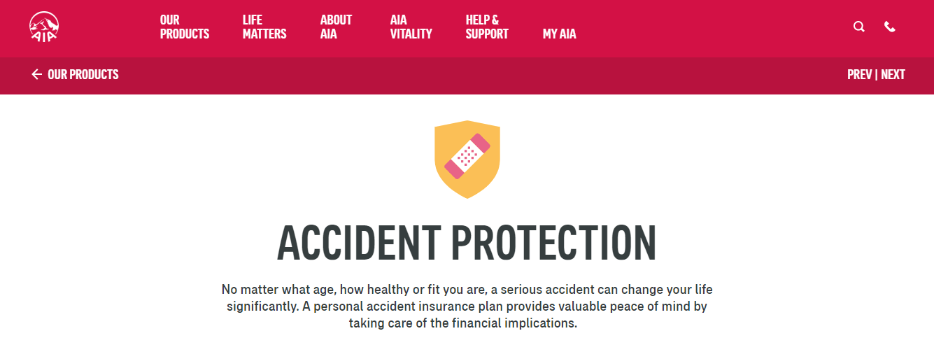 AIA Insurance's Homepage