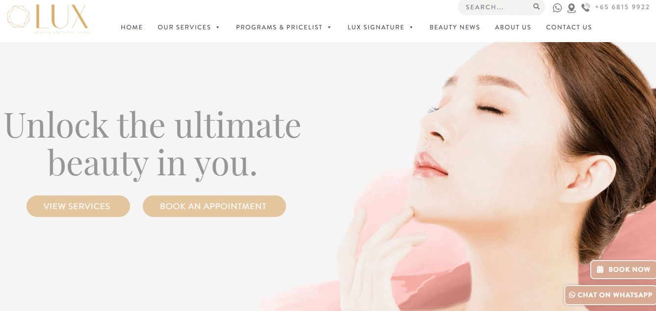 Lux Medical Aesthetic Clinic's Homepage