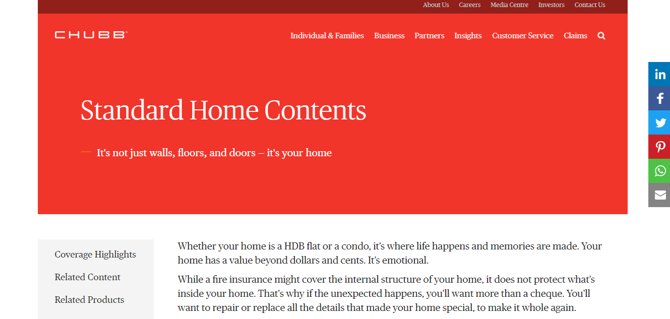 Chubb Insurance's Homepage
