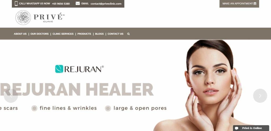 Prive Clinic's Homepage