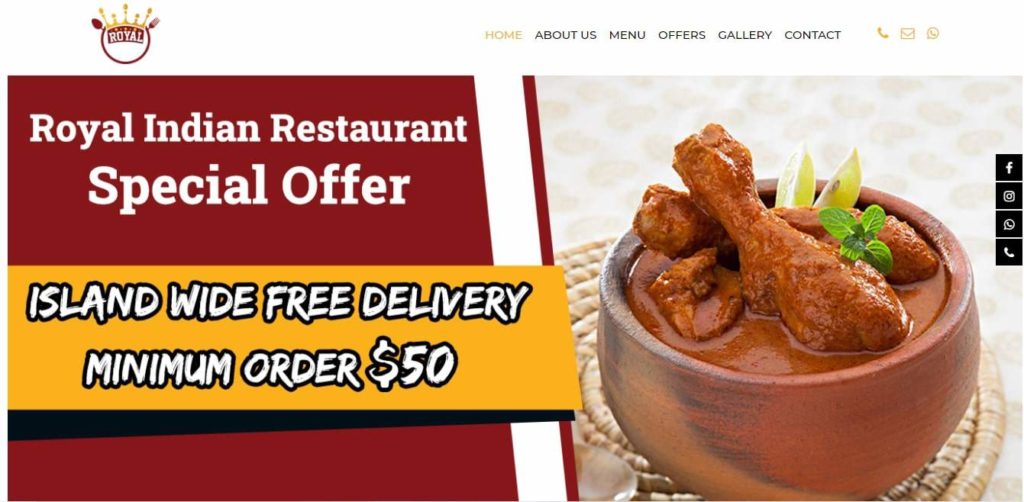 Royal Indian Restaurant's Homepage