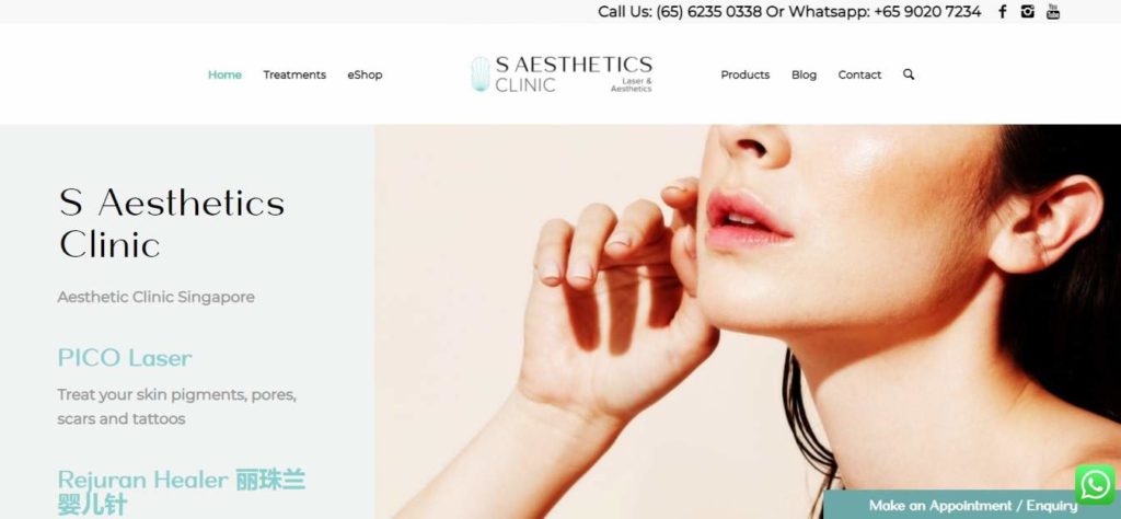 S Aesthetics Clinic's Homepage