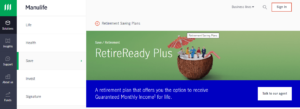 Manulife Insurance's Homepage