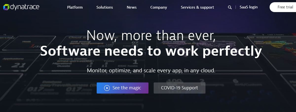 Dynatrace's Homepage