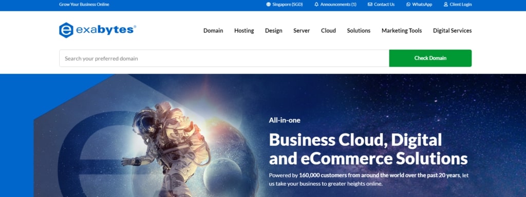 Exabytes home page