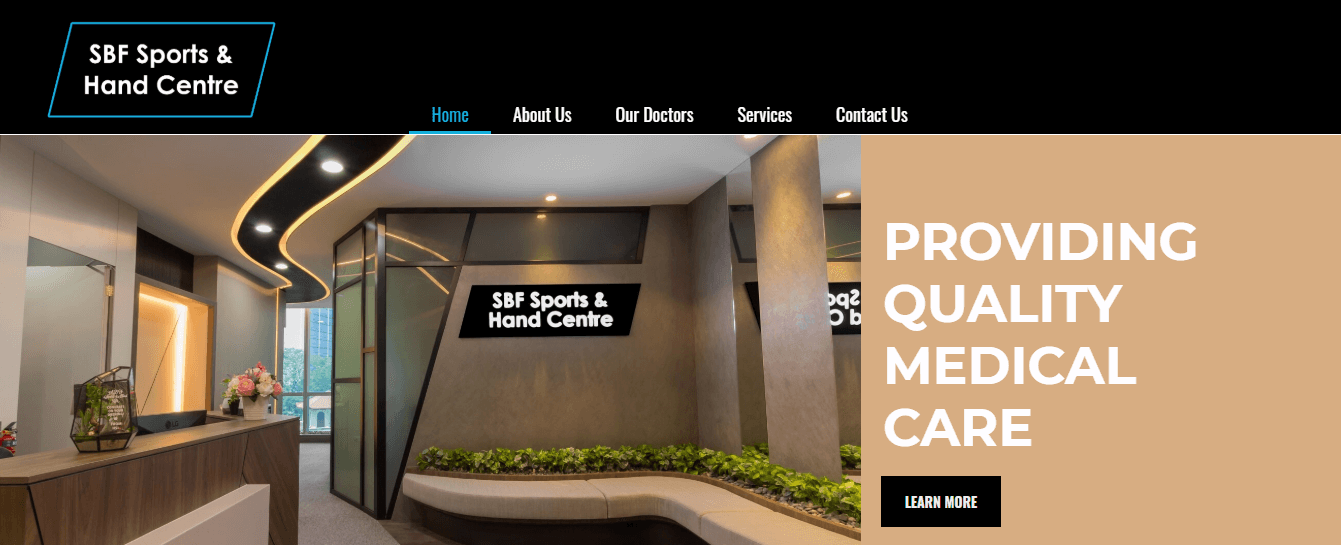 SBF Sports & Hand Centres' Homepage