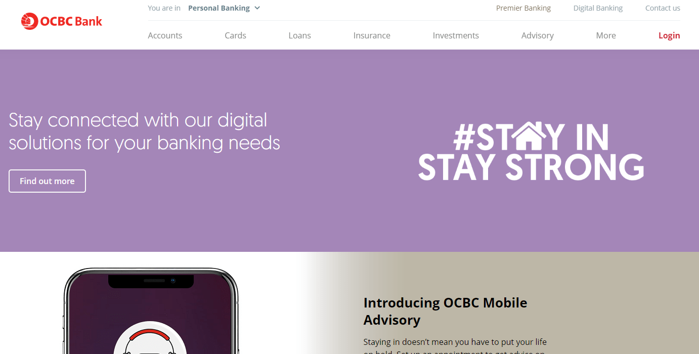 OCBC Credit Card's Homepage
