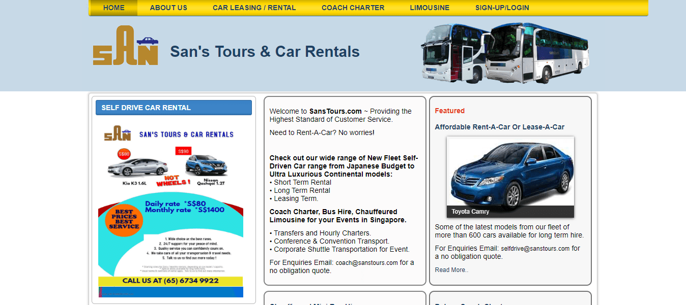San's Tours & Car Rentals' Homepage