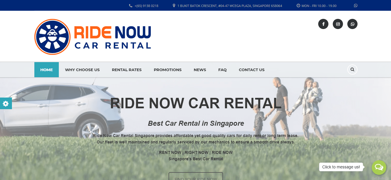 Ride Now Car Rental's Homepage