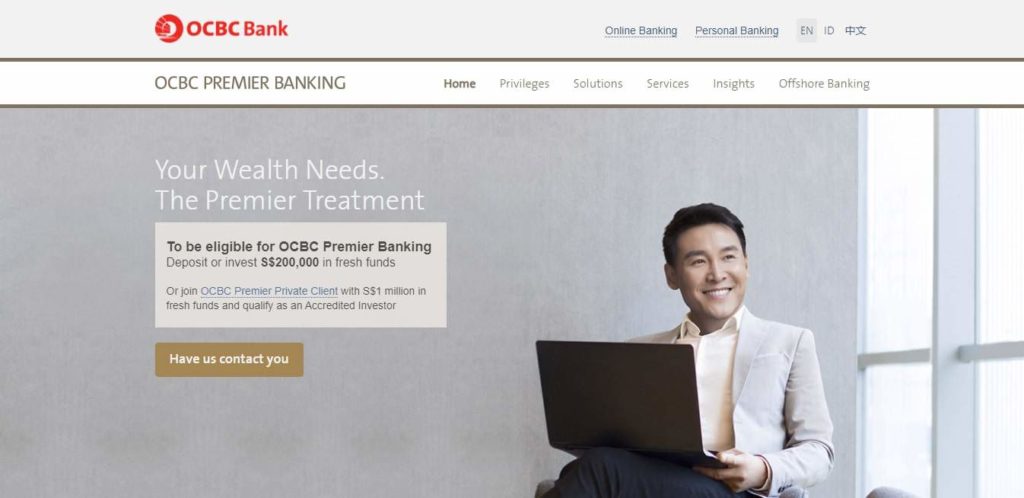 OCBC Premier's Homepage