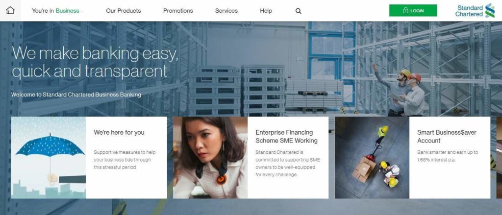 Standard Chartered Smart Business$aver Account's Homepage