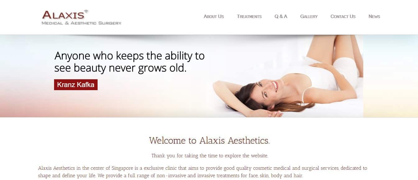 Alaxis Aesthetic Clinic's Homepage