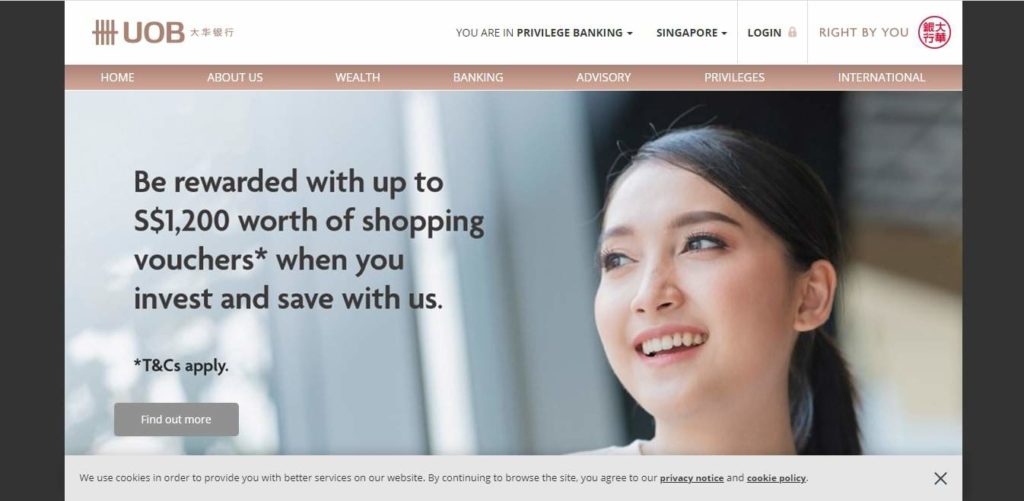 UOB Privilege Banking's Homepage