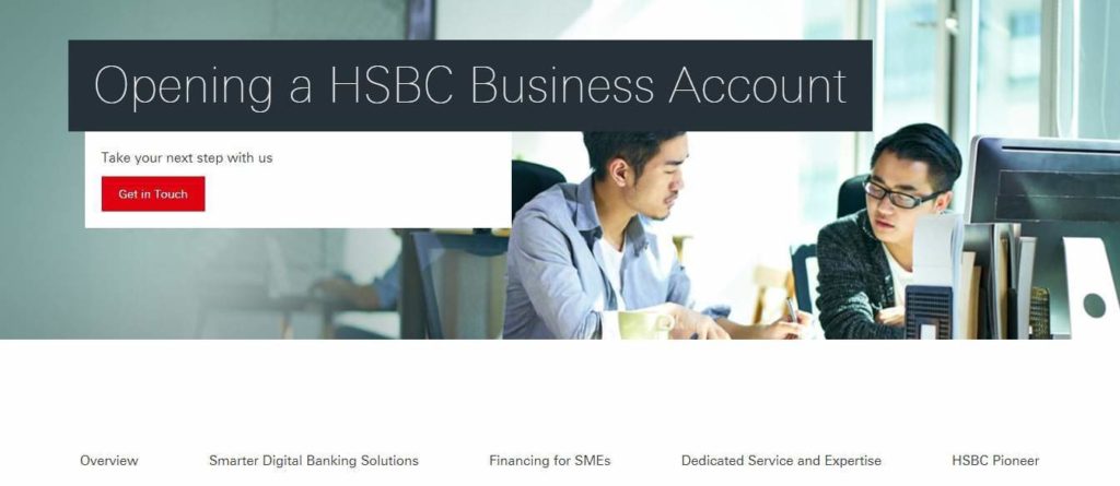HSBC Business Account's Homepage