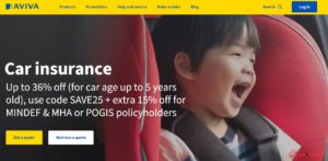 Aviva Car Insurance' Homepage