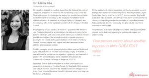 Dr Liana Koe' Profile