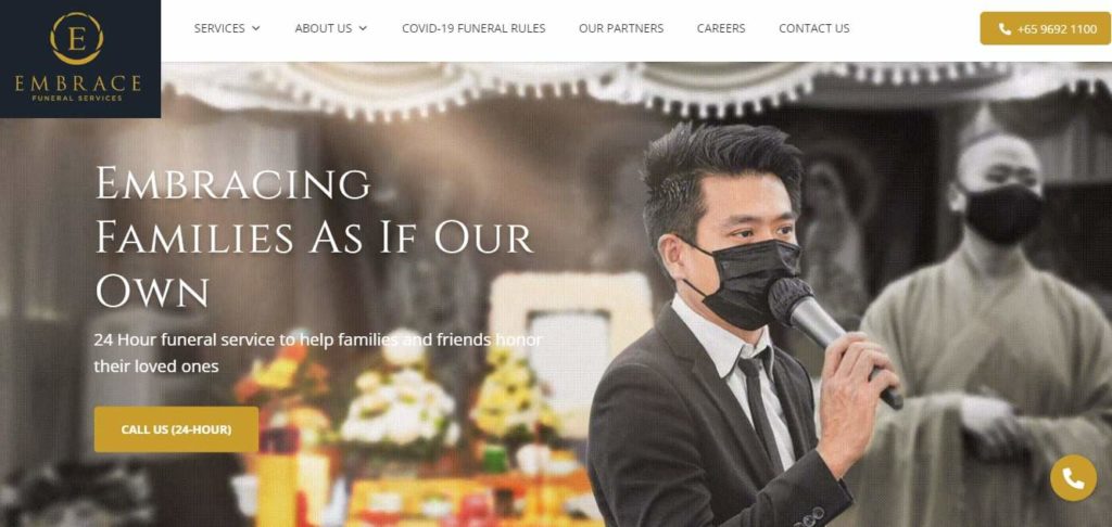 Embrace Funeral Services' Homepage