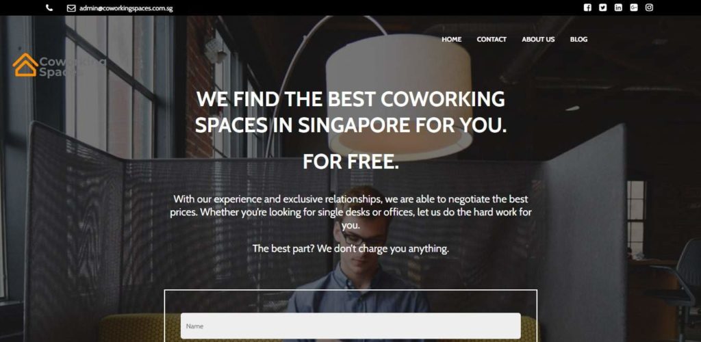 Coworking Spaces' Homepage