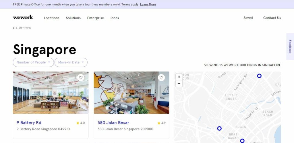 WeWork Singapore's Homepage