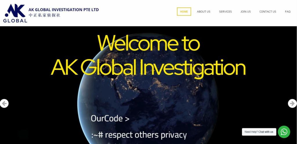 AK Global Investigations hemsida