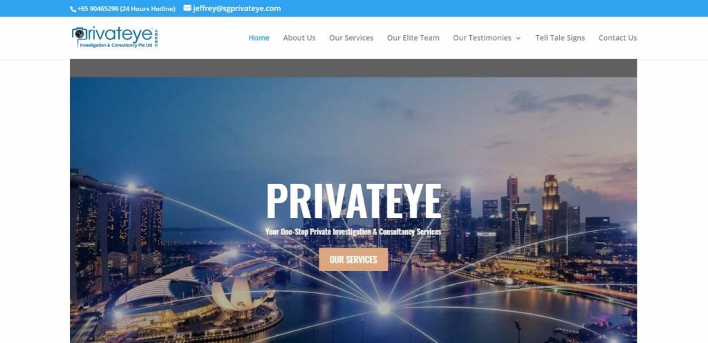  Homepage von Privateye Investigation Consultancy