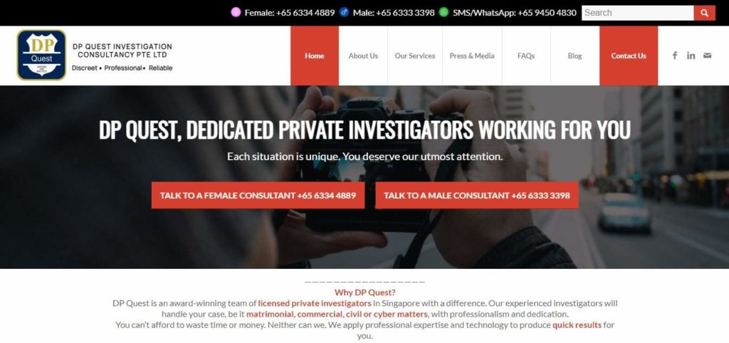 Homepage vonDP Quest Investigation Consultancy