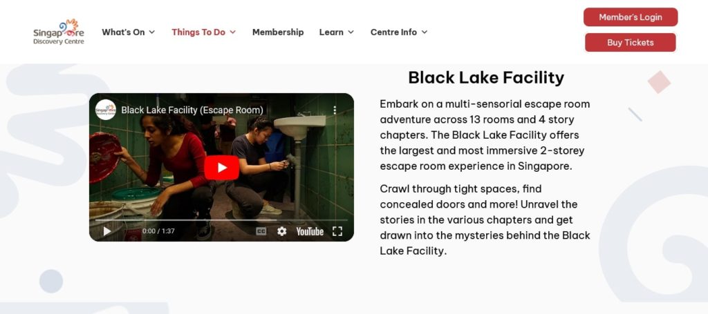 Black Lake Facility (Singapore Discovery Centre) Homepage