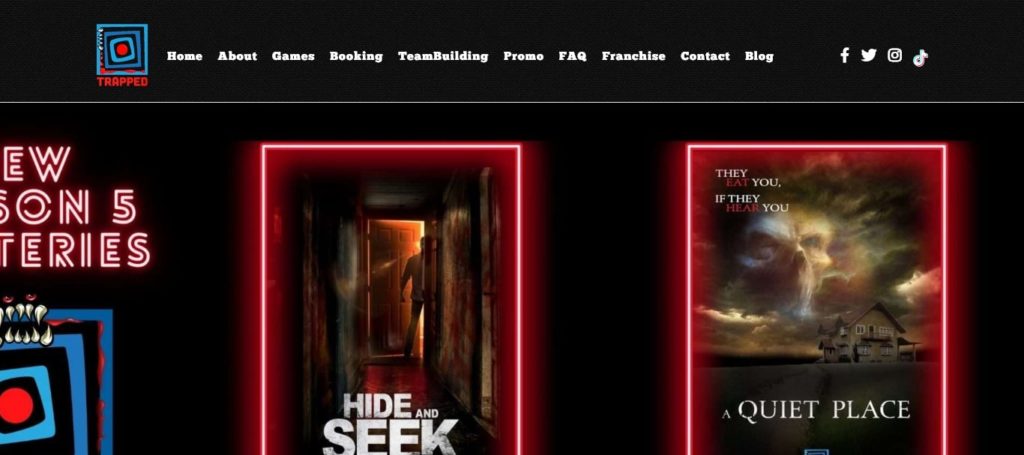 Trapped Escape Room Homepage