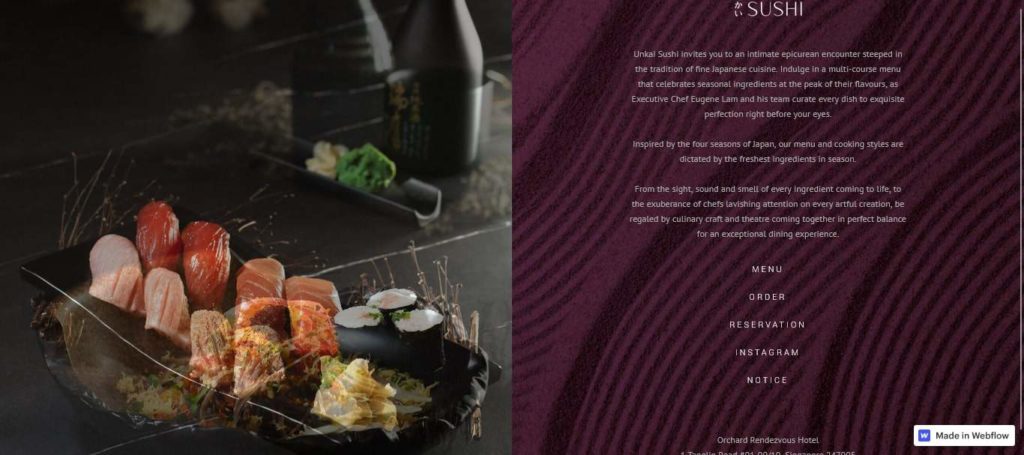 Unkai Sushi Homepage