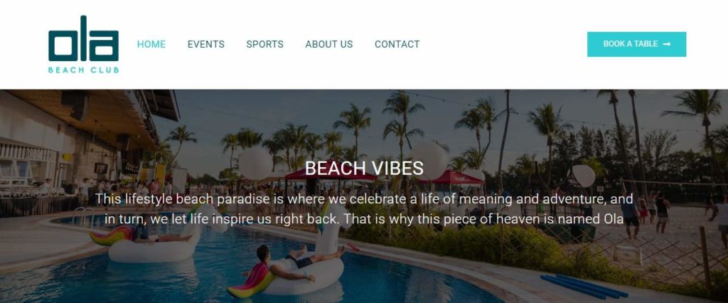 Ola Beach Club's Homepage