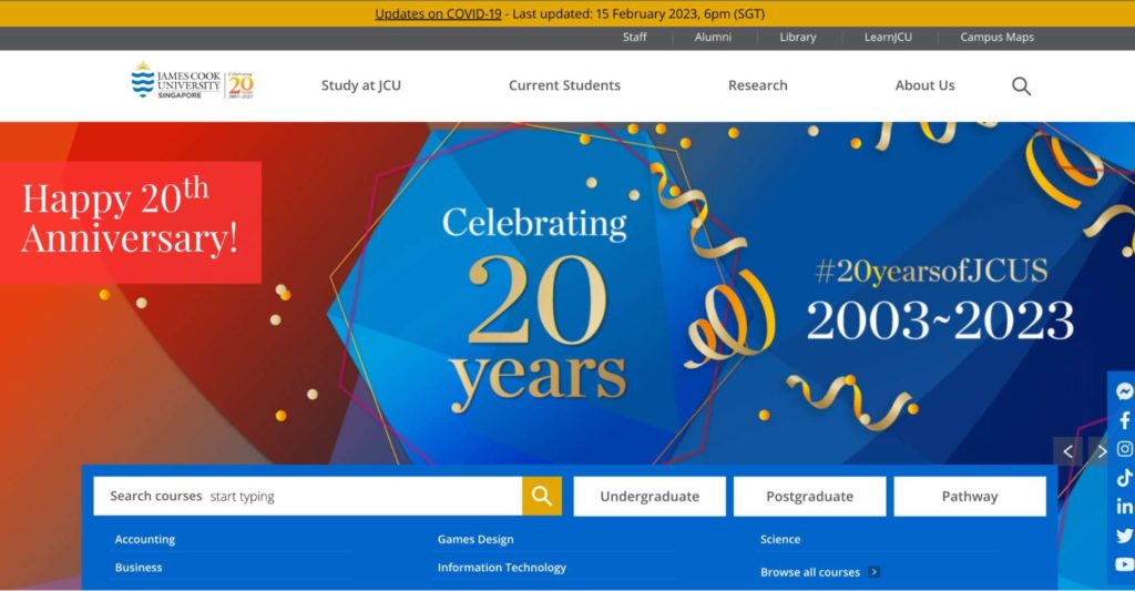 James Cook University - Singapore Campus Homepage