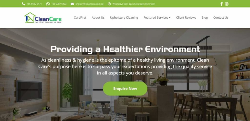  Homepage von Clean Care