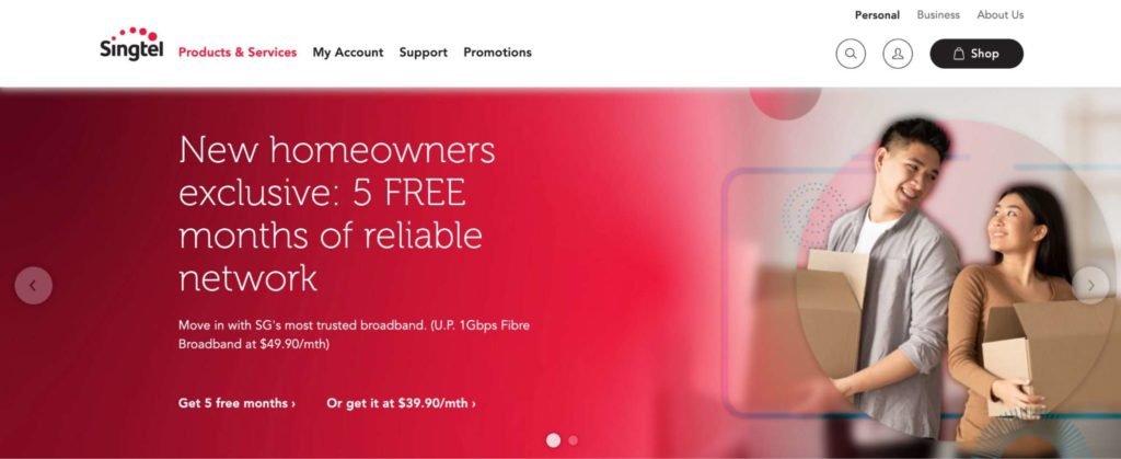 Singtel's Homepage