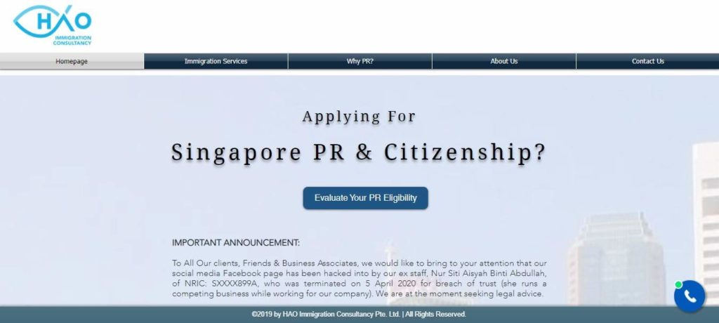 HAO Immigration Consultancy's Homepage