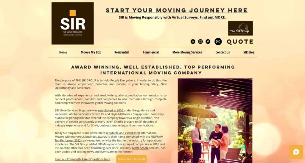 SIR Move Services Homepage