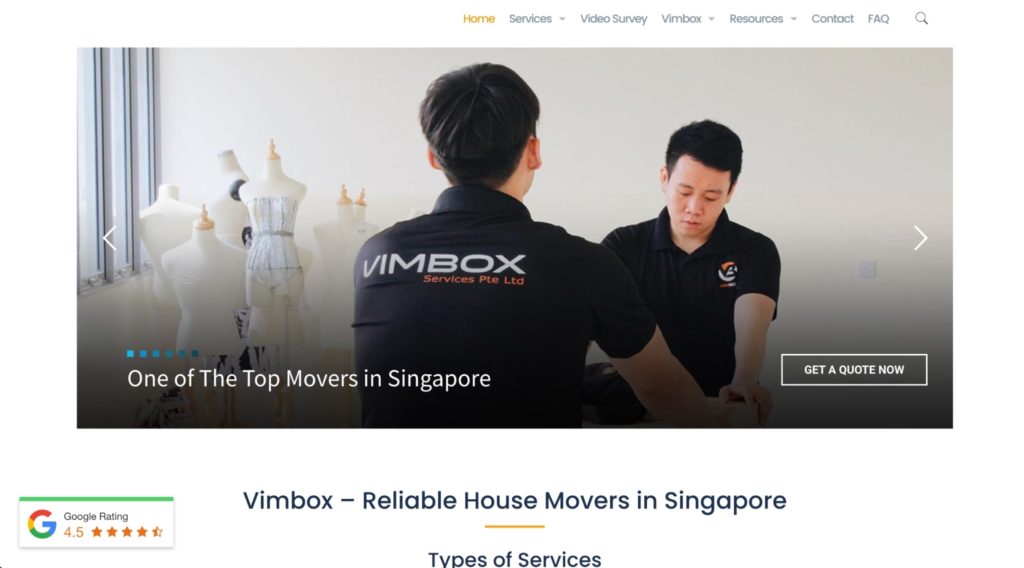 Vimbox Movers Homepage