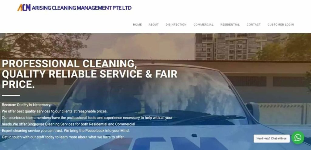 Arising Cleaning Management's Homepage