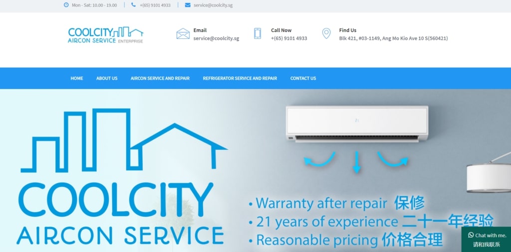 CoolCity Aircon Service' Homepage