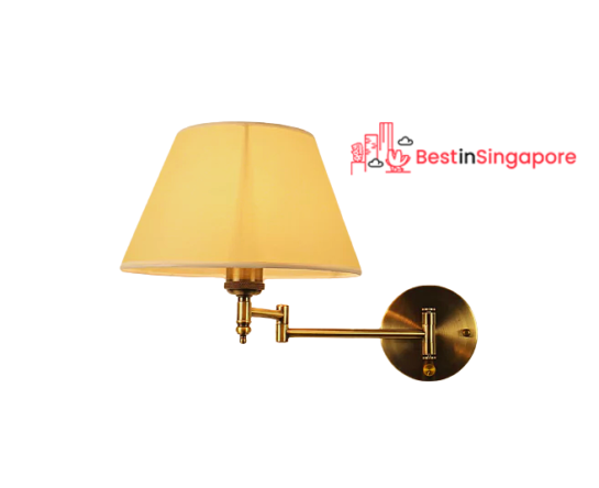 _American Style LED Wall Lights Swing Arm Parchment Shade Light Bedside | Best in Singapore