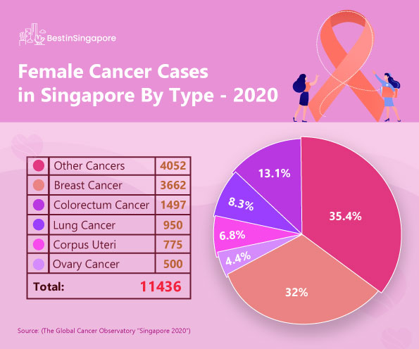 Female Cancer Cases in Singapore By Type - 2020