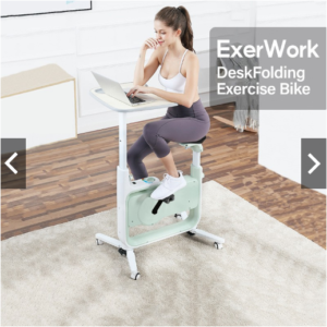 Exerwork Adjustable Desk Folding Exercise Bike